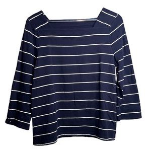 Talbots Striped 3 Quarter Inch Top
